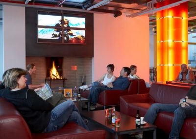 cube hotel chill out lounge open fire place loftarchitektur