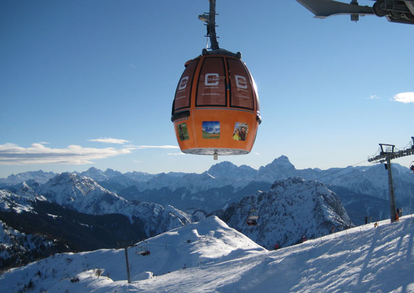 cube hotel winter cable car orange branded